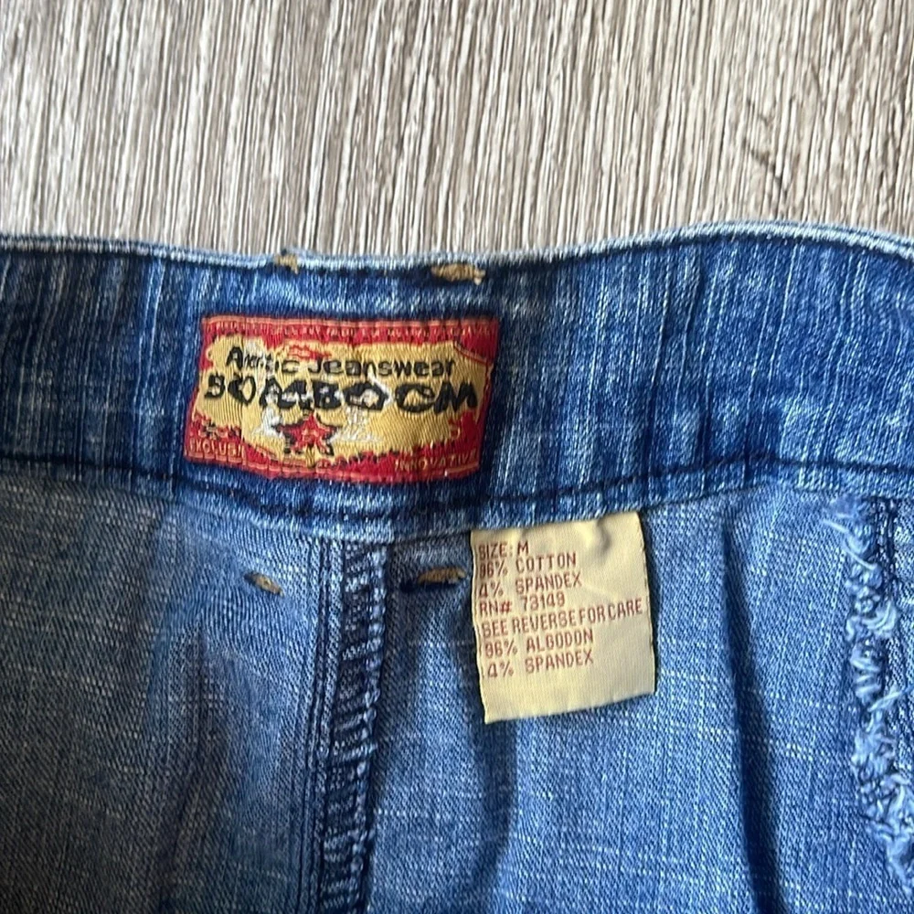 Vintage Y2K  boom boom Denim Mini Skirt with Zipper Accents size medium